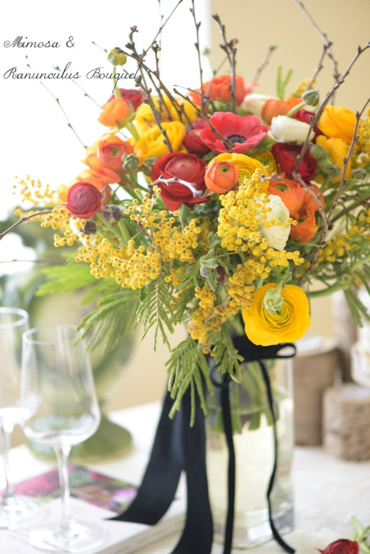 International Women's Day Bouquet 2026 | Mimosa, Ranunculus & Tulips